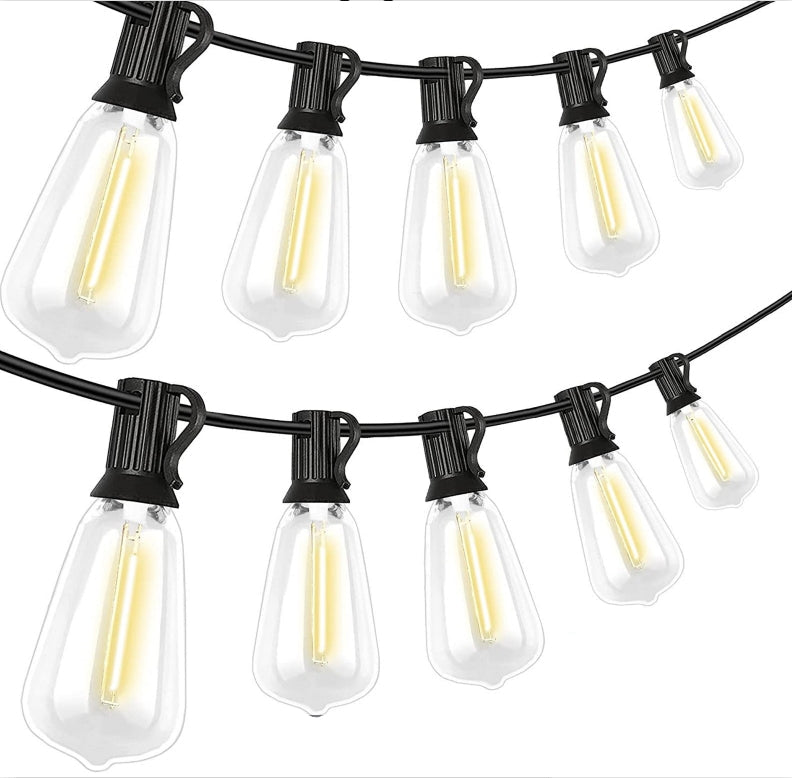 SOLARA - Guirlande lumineuse solaire de 15 m de qualité commerciale avec ampoules jaunes ST38 dimmables