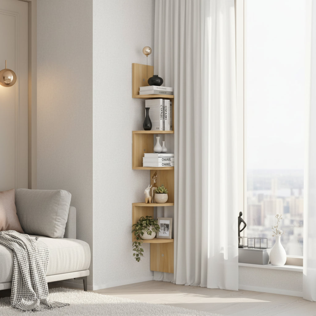 URBICOR – Étagère d'angle murale – Rangement compact au style moderne