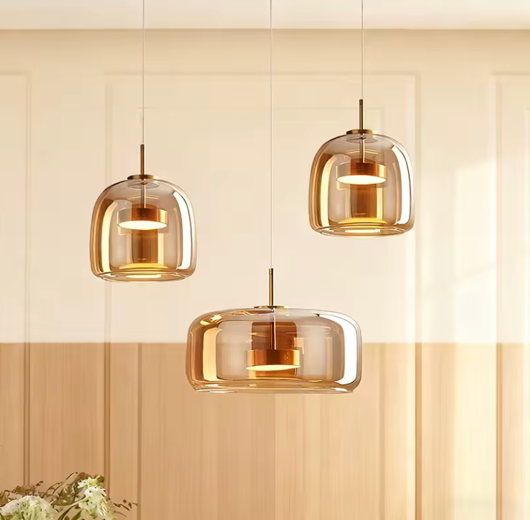 Lustre en Verre Nordic - Lumières Suspendues de Cuisine Ajustables