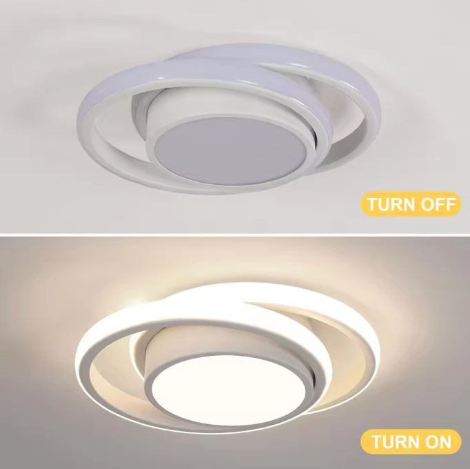 Lustre de plafond à double anneau élégant - Luminaire LED moderne