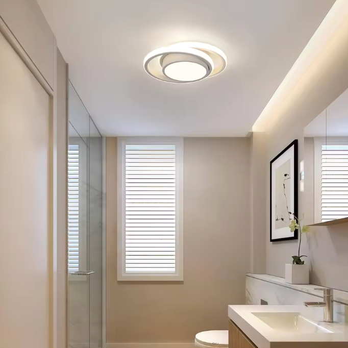 Lustre de plafond à double anneau élégant - Luminaire LED moderne