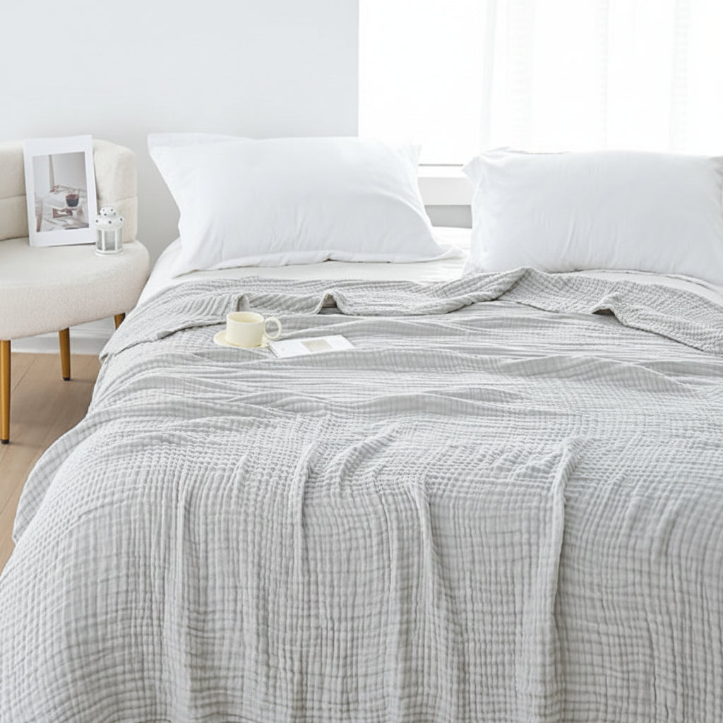 CLOUDNEST – Couverture en gaze de coton ultra-respirante à 6 couches pour un confort toute l'année