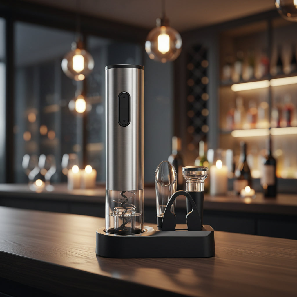 CELLARPRO - Tire-bouchon électrique tout-en-un avec bouchon sous vide et coupe-foil