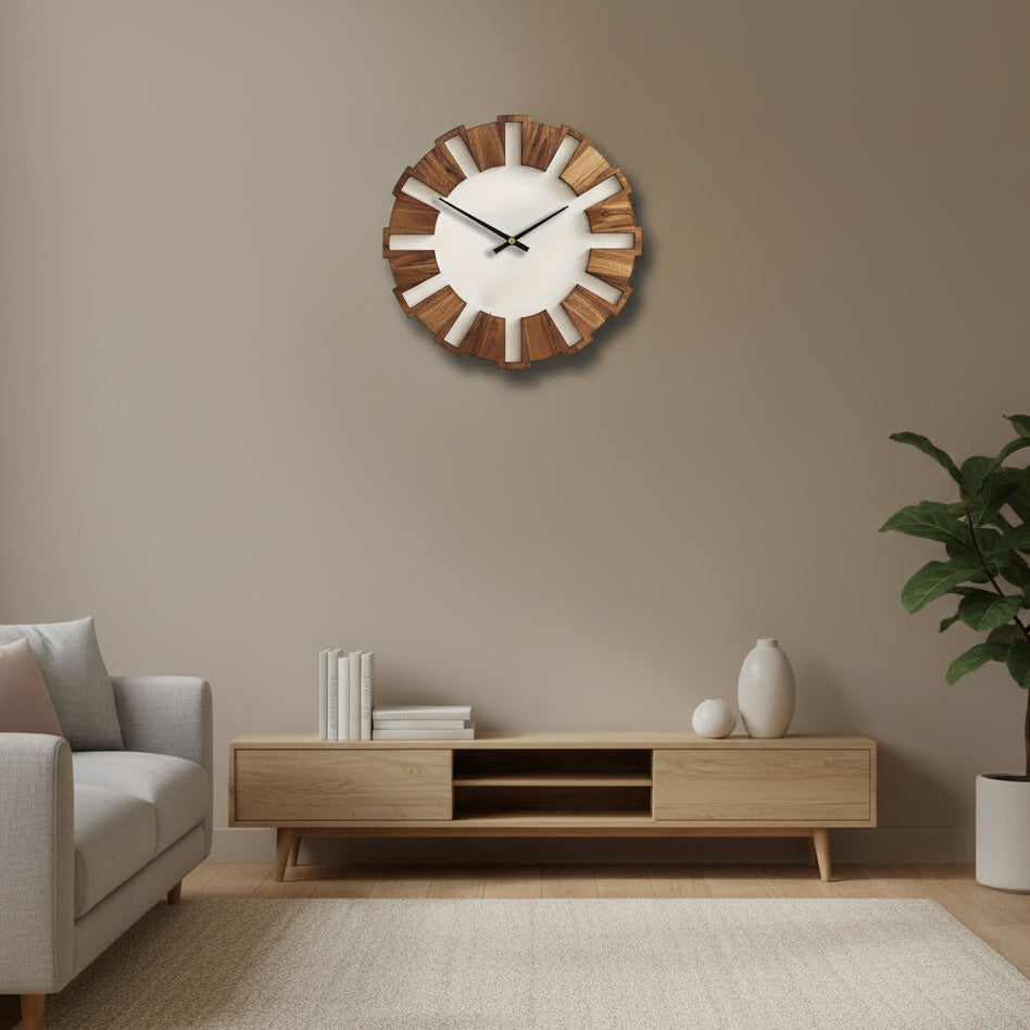 WOODORA ROUND – Horloge Murale Ronde en Bois Décorative et Silencieuse