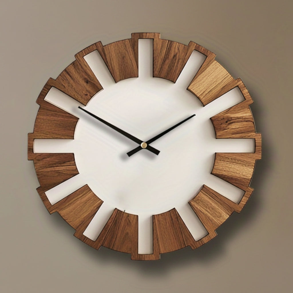 WOODORA ROUND – Horloge Murale Ronde en Bois Décorative et Silencieuse