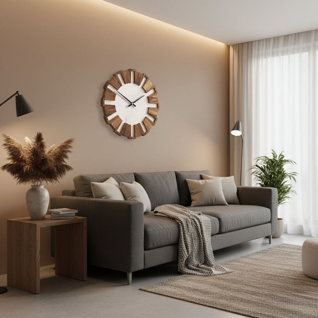 WOODORA ROUND – Horloge Murale Ronde en Bois Décorative et Silencieuse