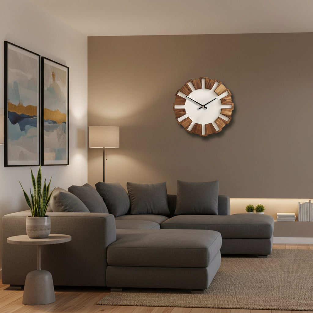 WOODORA ROUND – Horloge Murale Ronde en Bois Décorative et Silencieuse