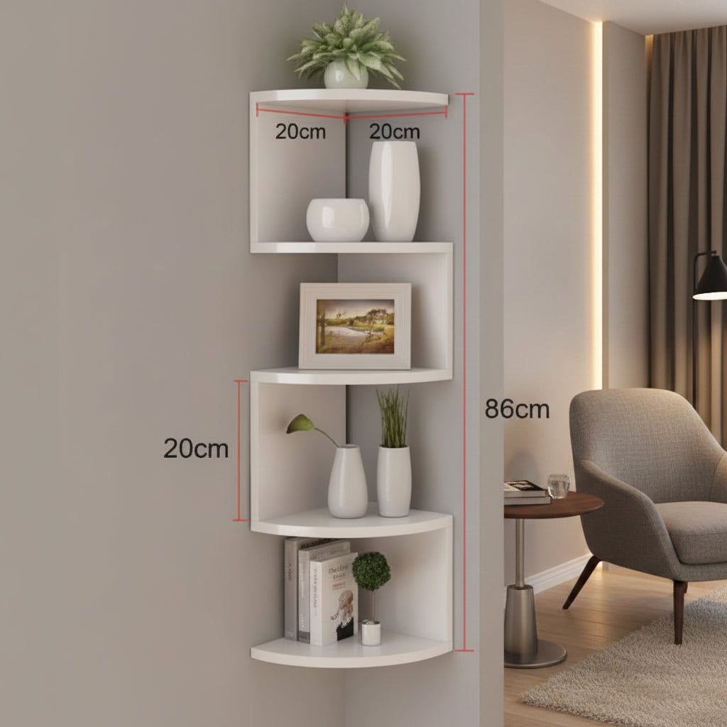 URBICOR – Étagère d'angle murale – Rangement compact au style moderne
