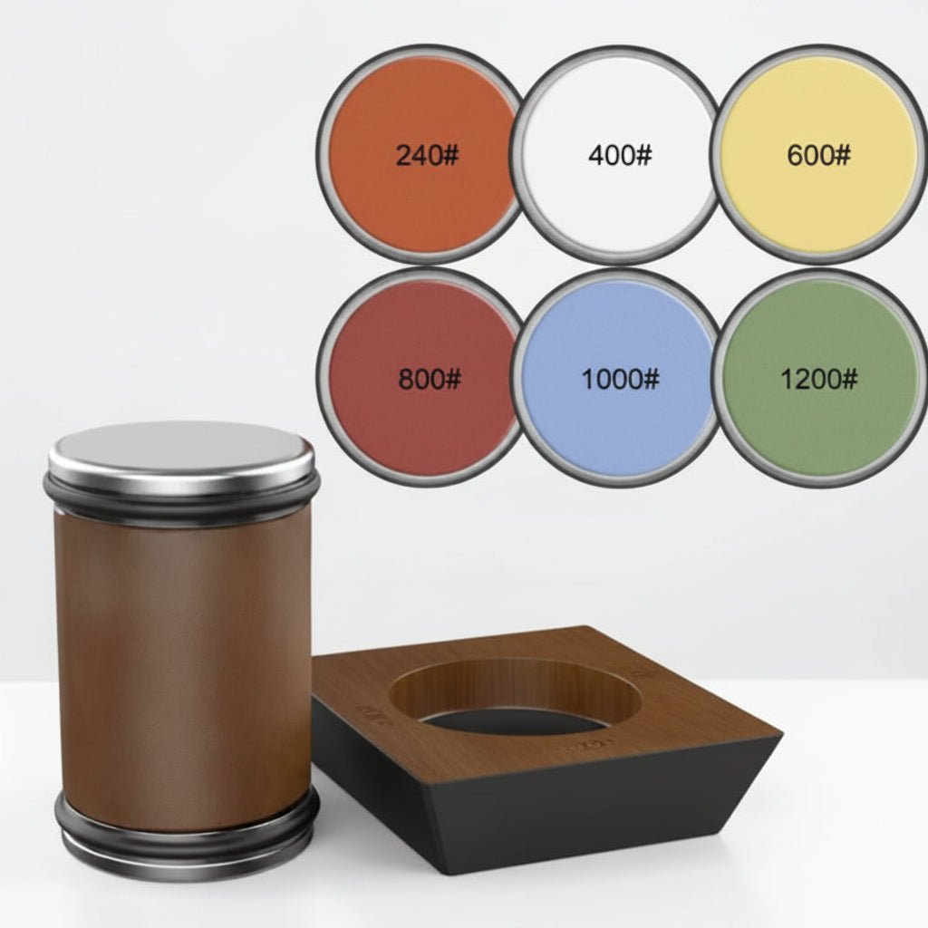 DIASHARP – Ensemble de aiguiseur de couteaux roulant avec meule en diamant et plateforme en bois