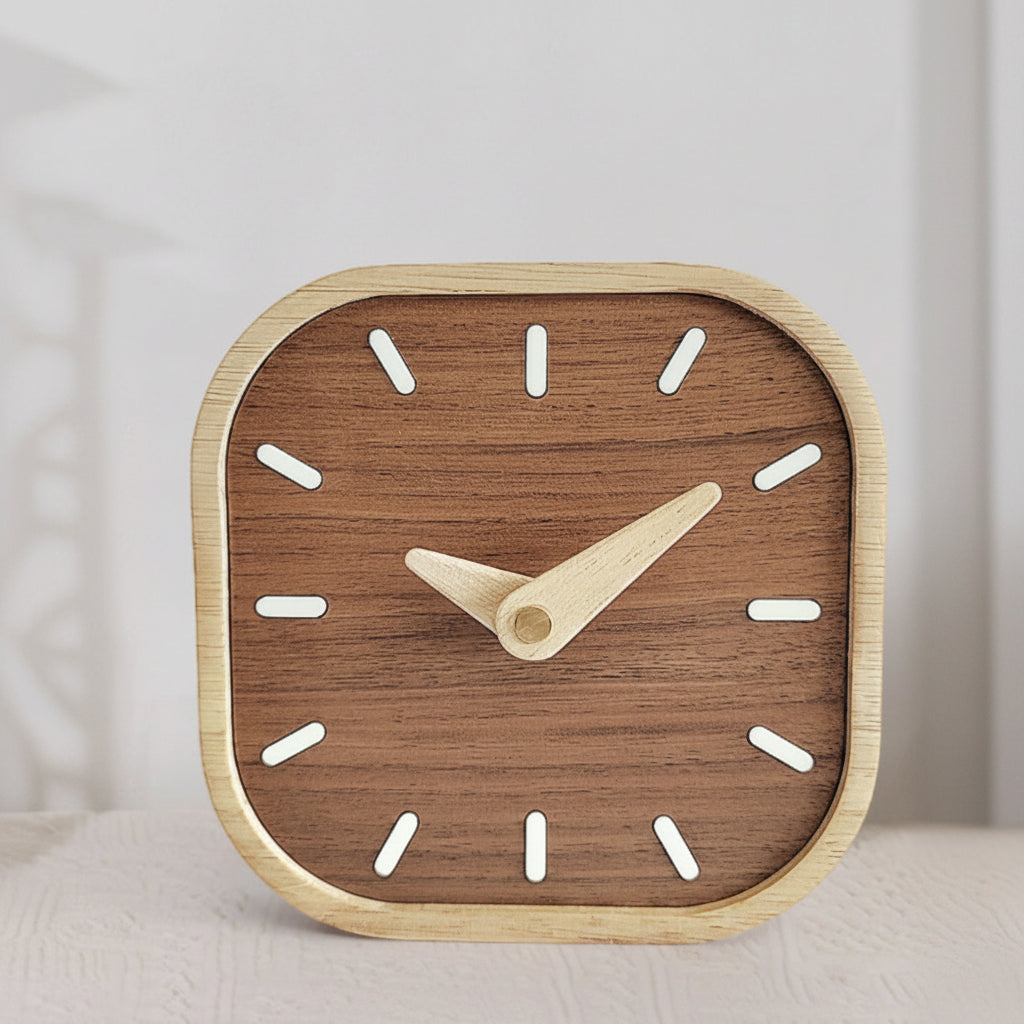 NATURCLOCK - Horloge carrée en bois fait main, fonctionnant sur batterie, pièce décorative
