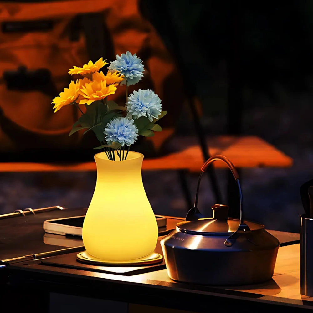 Lampe en forme de vase avec surface lisse rétroéclairée