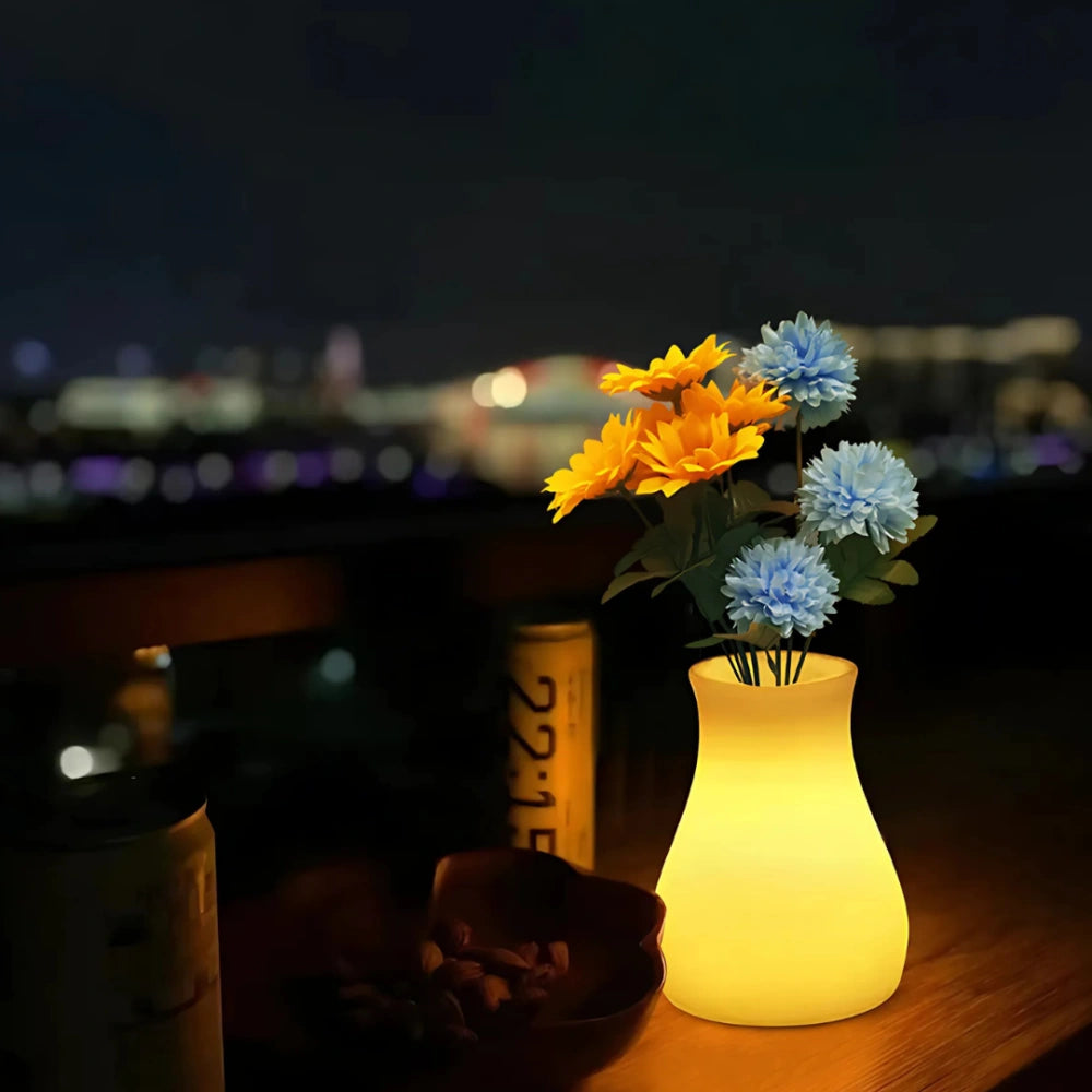 Lampe en forme de vase avec surface lisse rétroéclairée