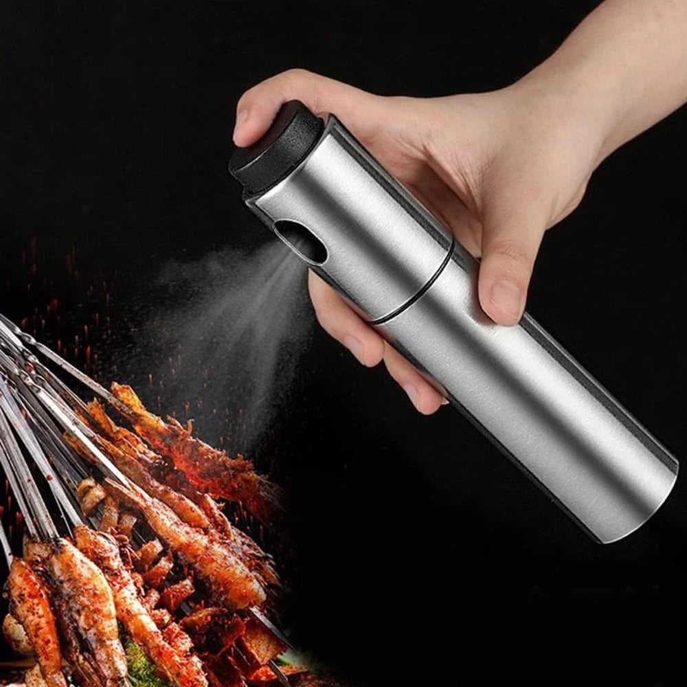 Pulvérisateur d'huile CULINARA FineMist | Flacon pulvérisateur en acier inoxydable de 100 ml | Pour huile, vinaigre & BBQ | Rechargeable & Dosage précis