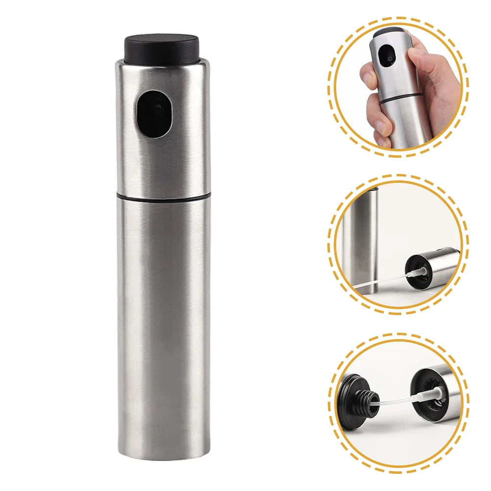 Pulvérisateur d'huile CULINARA FineMist | Flacon pulvérisateur en acier inoxydable de 100 ml | Pour huile, vinaigre & BBQ | Rechargeable & Dosage précis