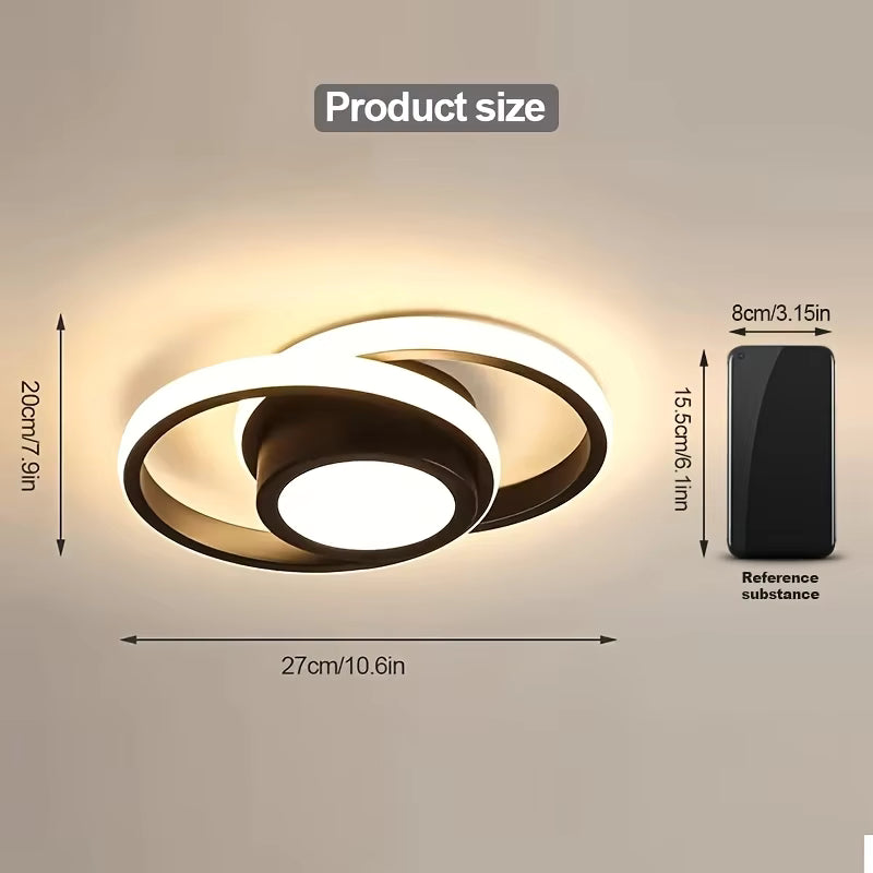 Lustre de plafond à double anneau élégant - Luminaire LED moderne