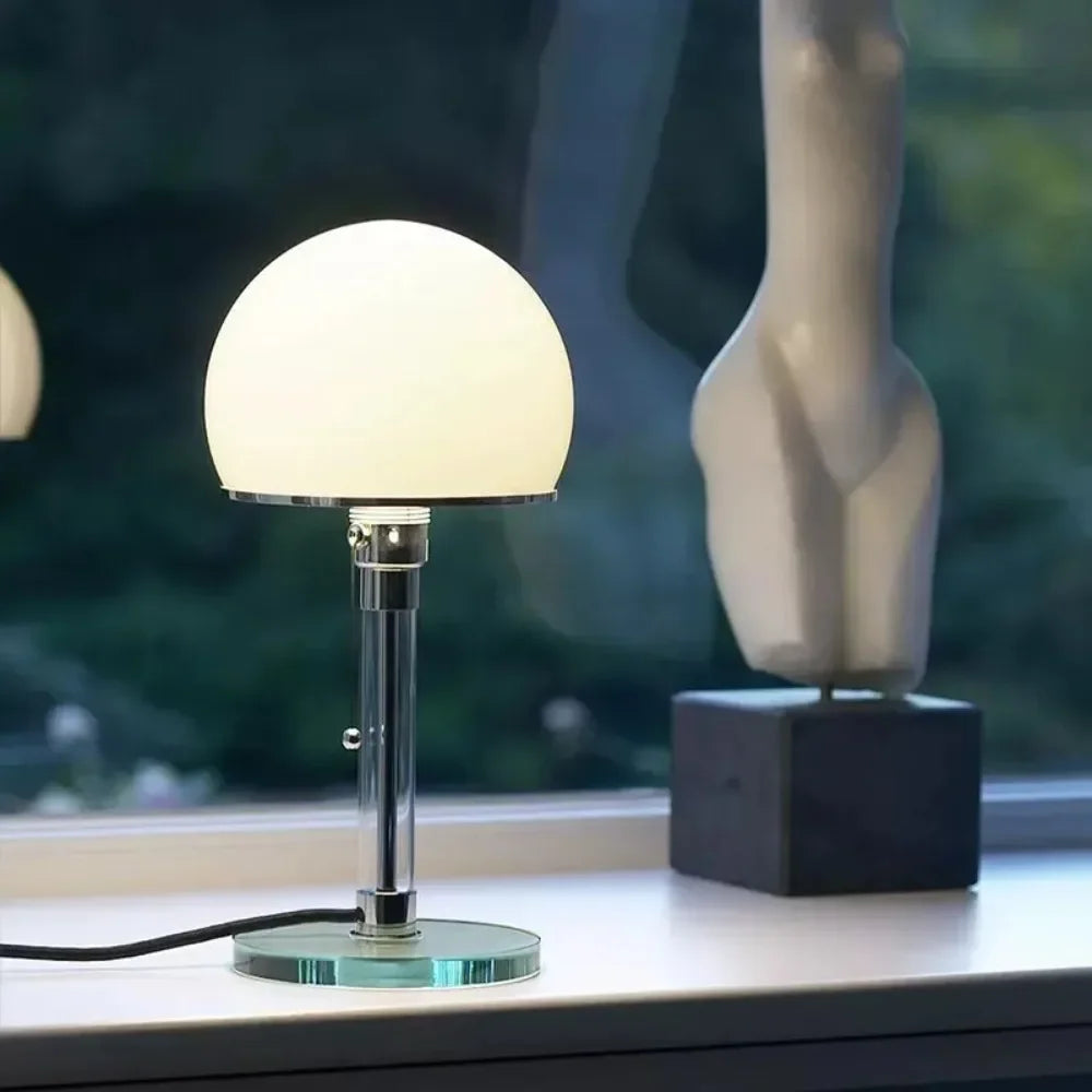 Lampe de table en verre Wilora Bauhaus
