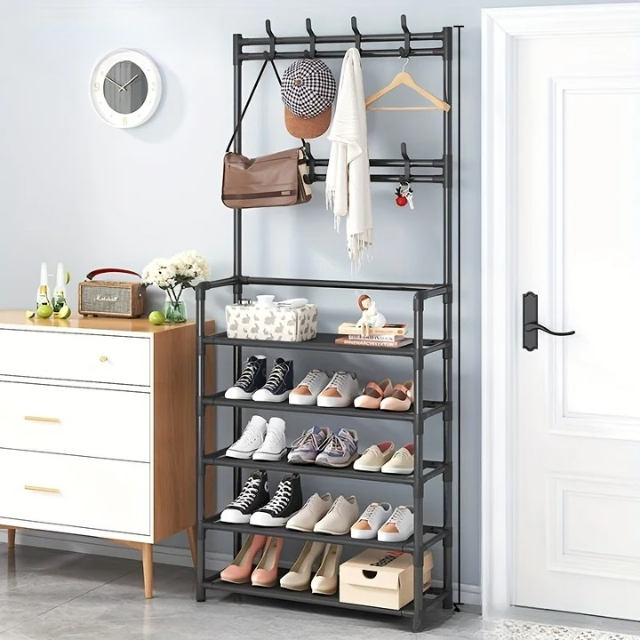 Support à manteaux avec étagère à chaussures Multi-Couches construction en acier – EntryMate