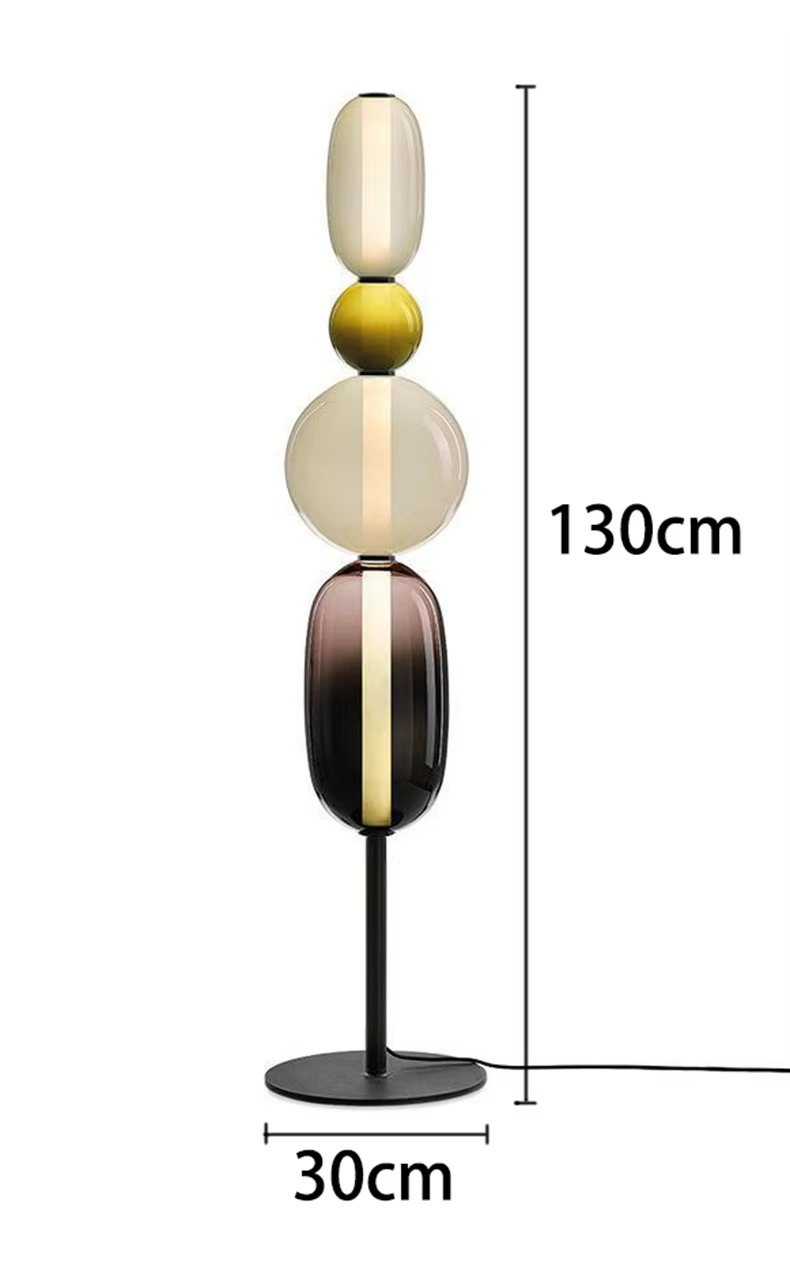 Lampe sur pied designer avec détails colorés