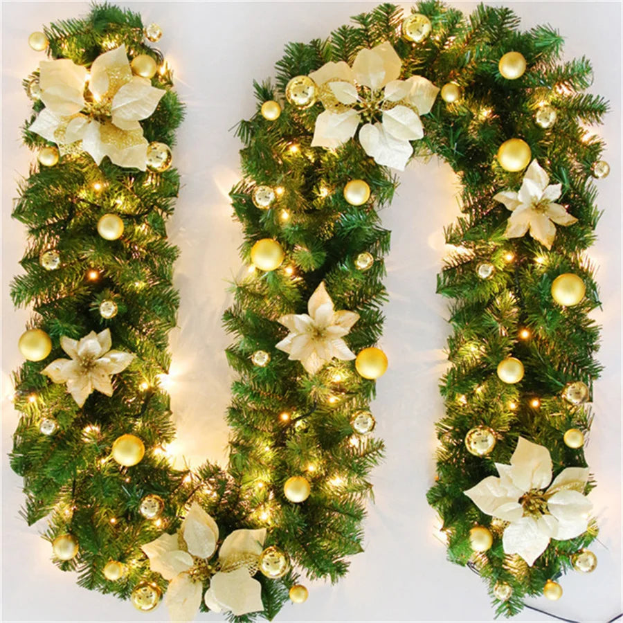 Luminarae | Guirlande de Noël 2,7 m | Avec éclairage LED & branches de sapin | Pour cheminée, rampe d'escalier & décoration de porte | 5 couleurs