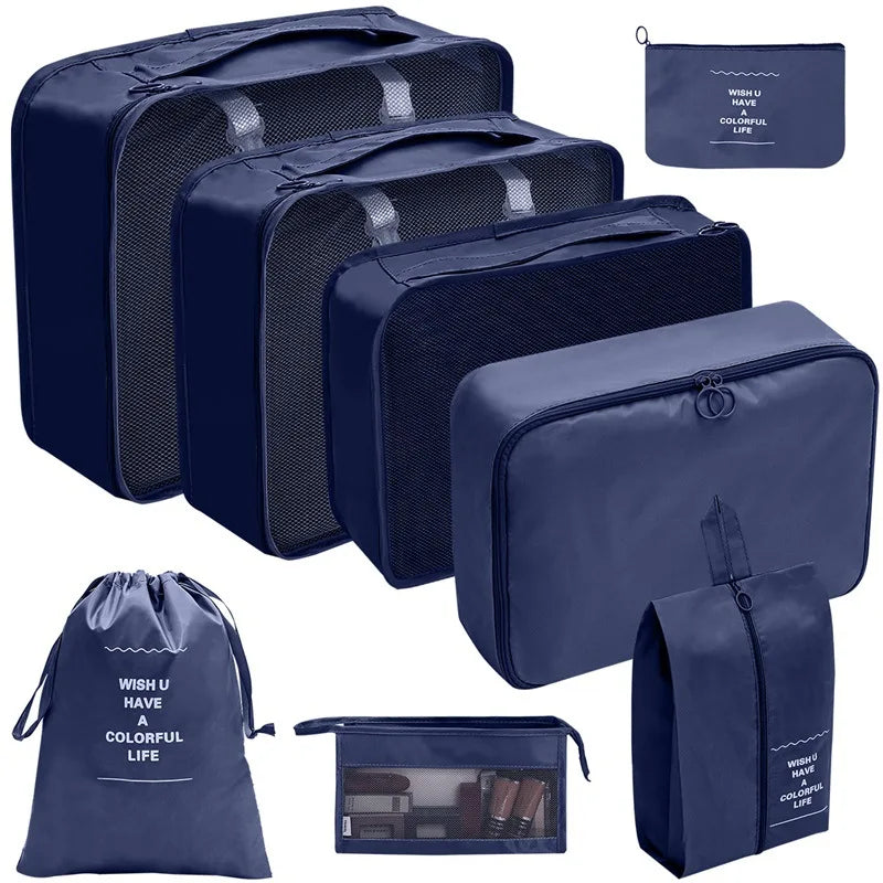 PackWunder Set d'Organisateurs de Voyage 7/8/9/10 pièces | Organisateurs de valise pliables | Pour vêtements, chaussures & accessoires