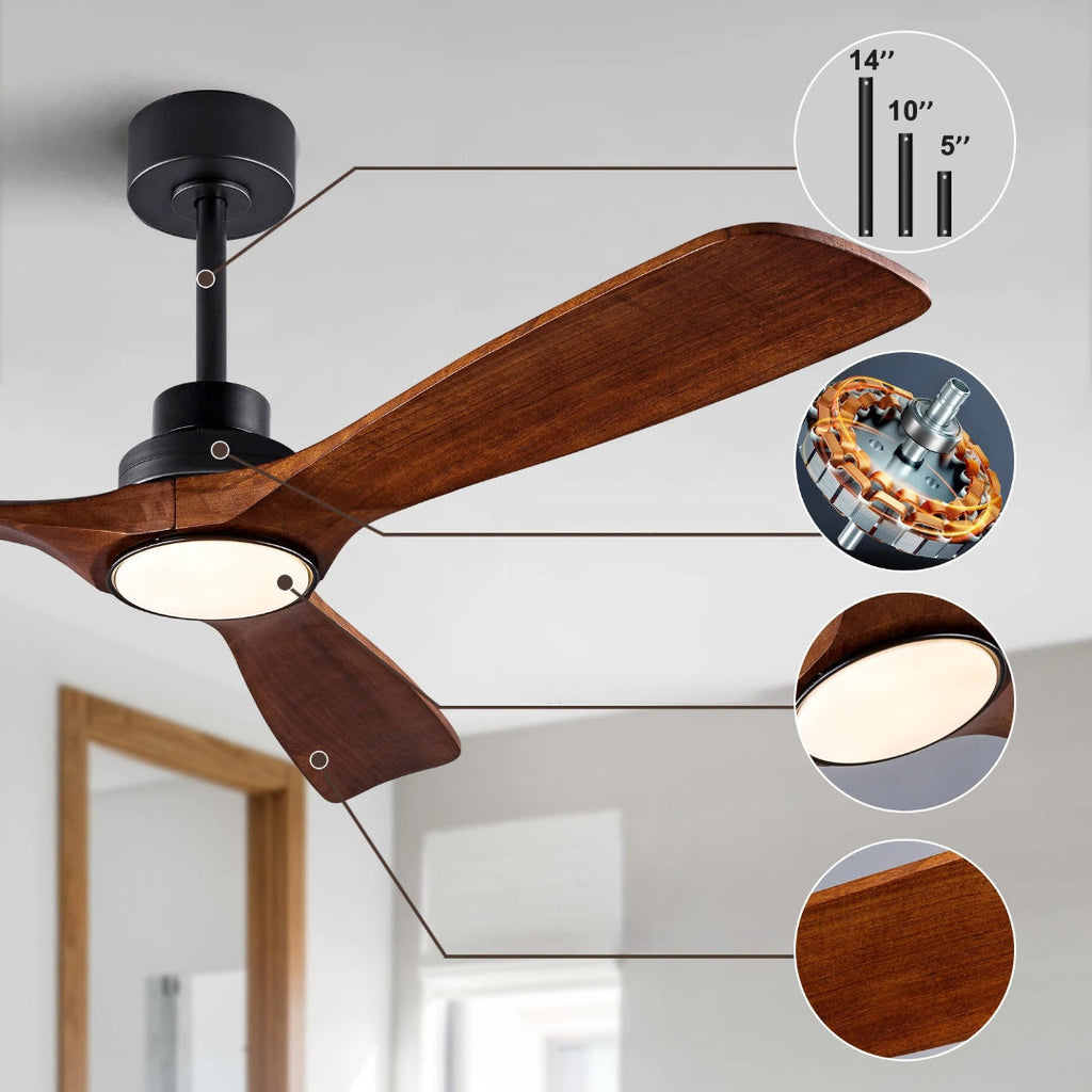 Ventilateur de plafond en bois LED