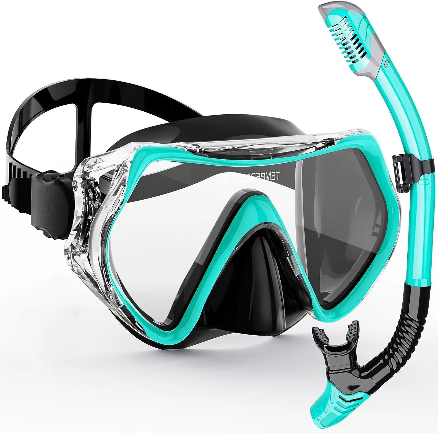 AquaVision Masque de Snorkeling Set pour Adultes | Anti-Buée & Résistant aux Chocs | Bord en Silicone & Snorkel Sec | Champ de Vision à 180°
