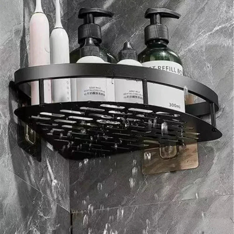 Skanto | Support d'angle en aluminium pour étagère murale – Organisateur de salle de bain gain de place sans perçage