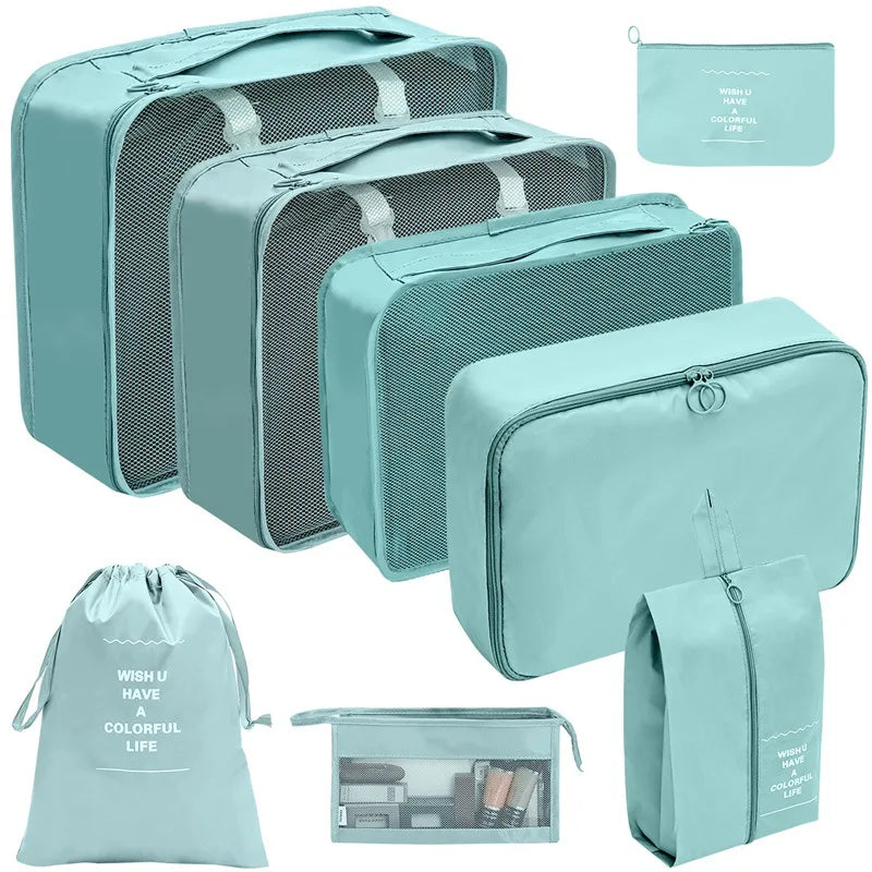PackWunder Set d'Organisateurs de Voyage 7/8/9/10 pièces | Organisateurs de valise pliables | Pour vêtements, chaussures & accessoires