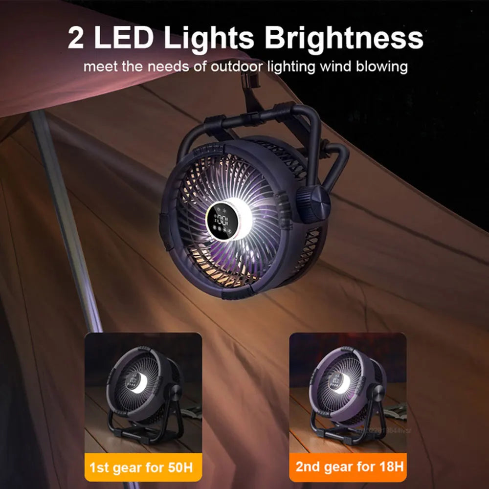 Ventilateur de camping avec batterie de 20000mAh, lumière LED et télécommande – WindMate