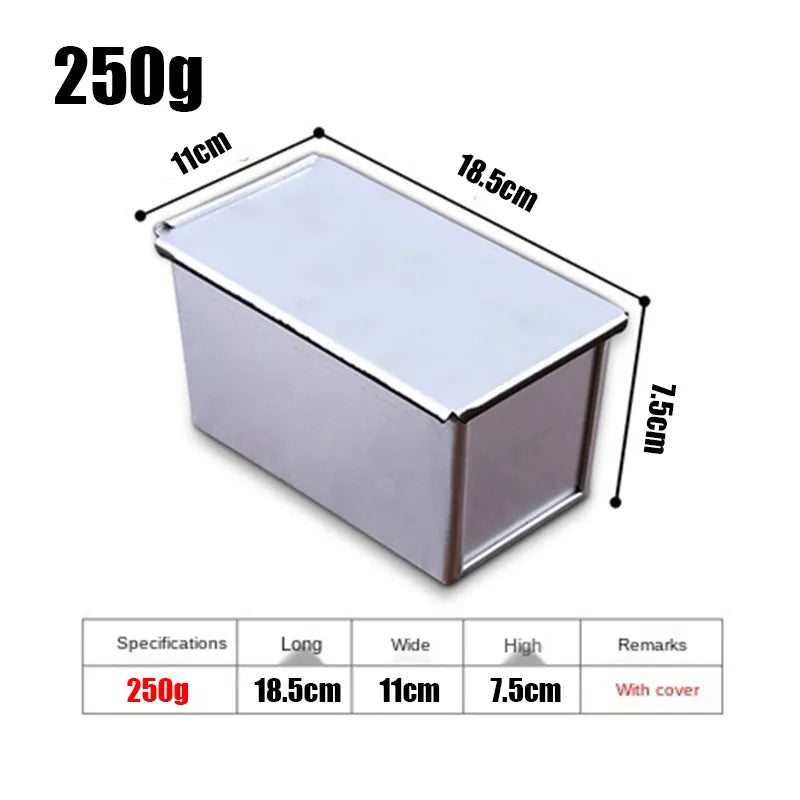 Moule à pain antiadhésif en alliage d'aluminium avec couvercle - Différentes tailles (250g/450g/600g/750g/900g/1000g) pour la cuisson de pains et de gâteaux