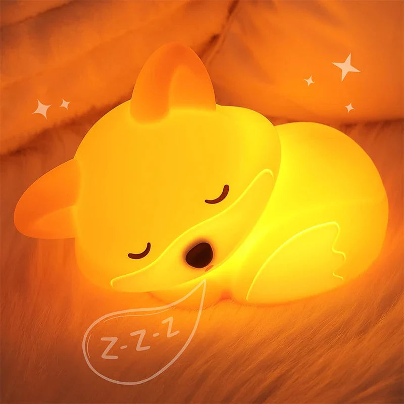Veilleuse Fuchs en silicone | Rechargeable, dimmable & avec minuterie | Idée cadeau douce pour enfants & adultes