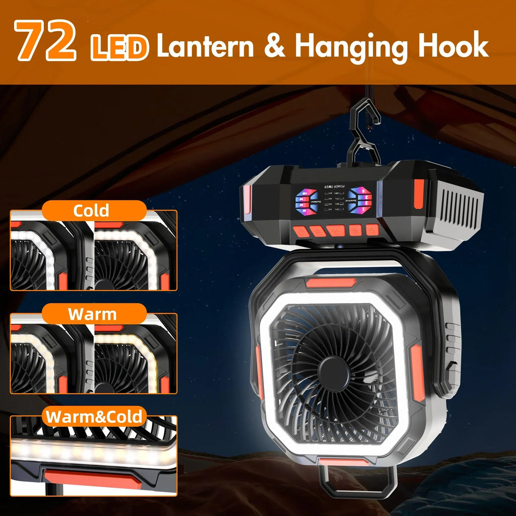 Ventilateur de camping à batterie 40000mAh avec lampe LED – F22