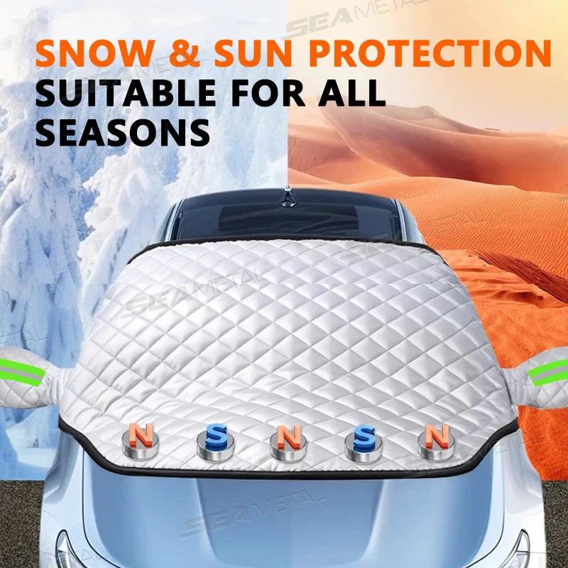 FrostGuard Pro | Couverture de pare-brise 5 couches | Magnétique & Résistante au vent | Protection complète contre le gel