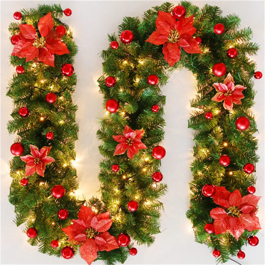 Luminarae | Guirlande de Noël 2,7 m | Avec éclairage LED & branches de sapin | Pour cheminée, rampe d'escalier & décoration de porte | 5 couleurs