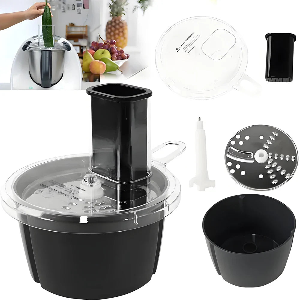 MixWerk Thermomix Set de découpe pour TM6 & TM5 | Coupe-légumes & Râpe à fromage | Accessoire de tranchage pour radis & patates douces | Accessoire avec récipient