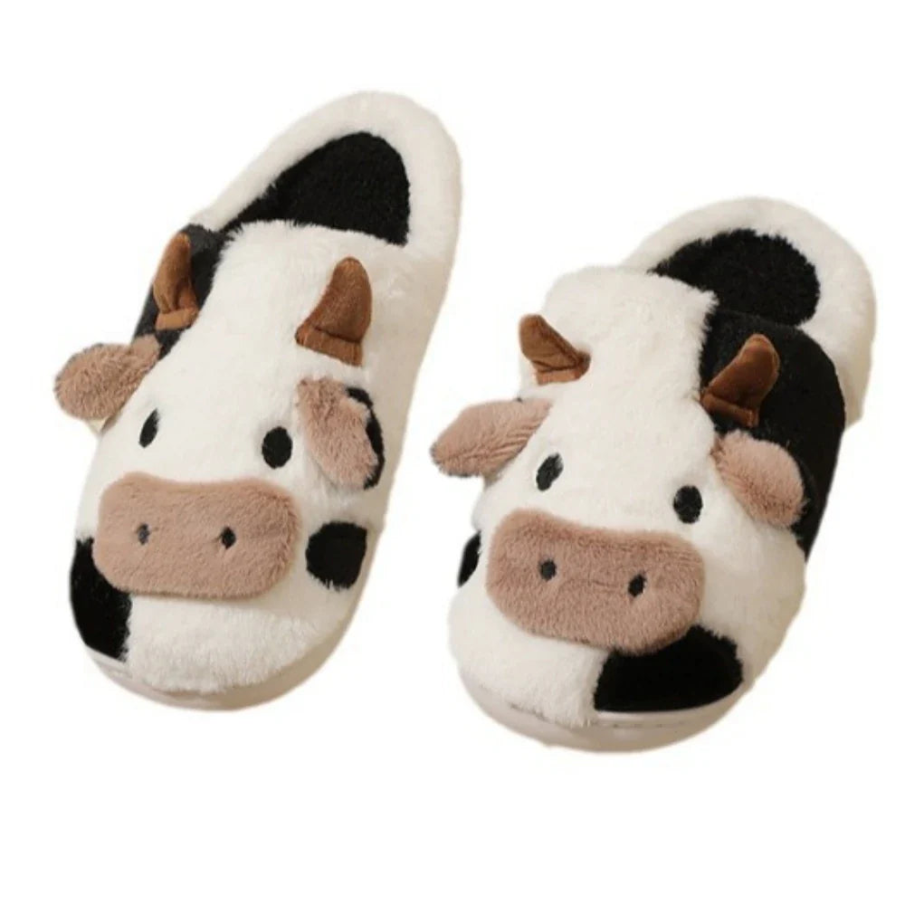 MooVera | Chaussons d'hiver design vache | Doux & Chaud | Antidérapants & Confortables | Chaussons en coton unisexes pour hommes & femmes