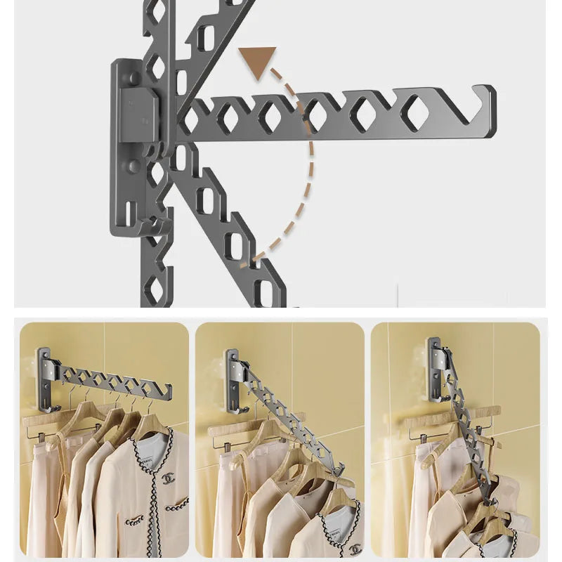 Porte-vêtements mural réglable – Organisateur de linge pliable à haute capacité