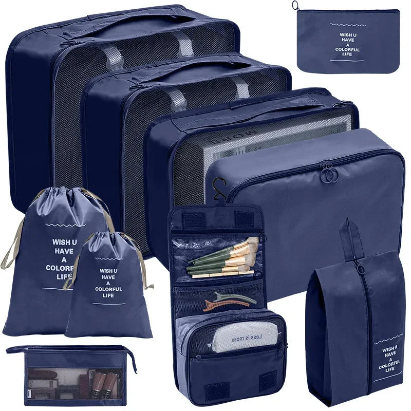 PackWunder Set d'Organisateurs de Voyage 7/8/9/10 pièces | Organisateurs de valise pliables | Pour vêtements, chaussures & accessoires