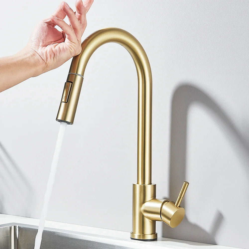 Robinet de cuisine extensible à commande tactile intelligente