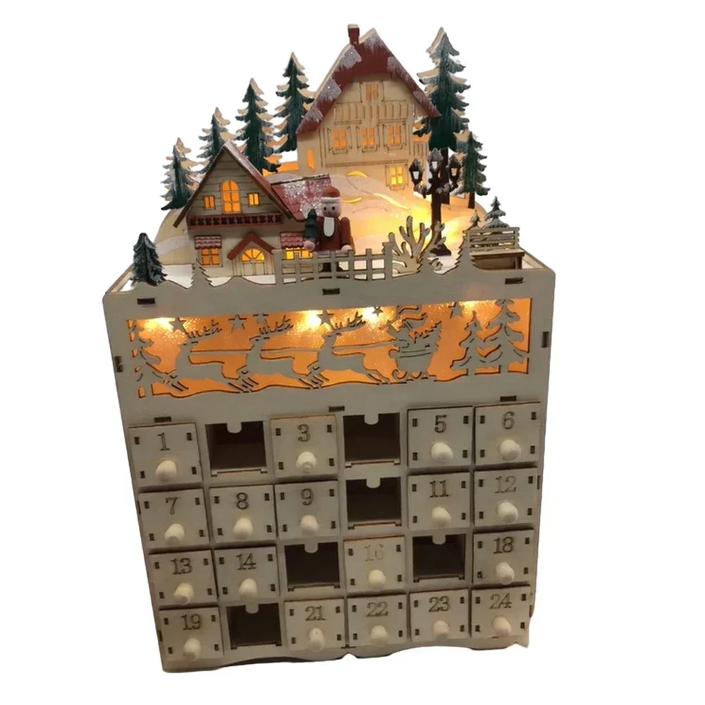 Nordlicht – Calendrier de l'Avent en bois Noël Village de rennes – 24 tiroirs