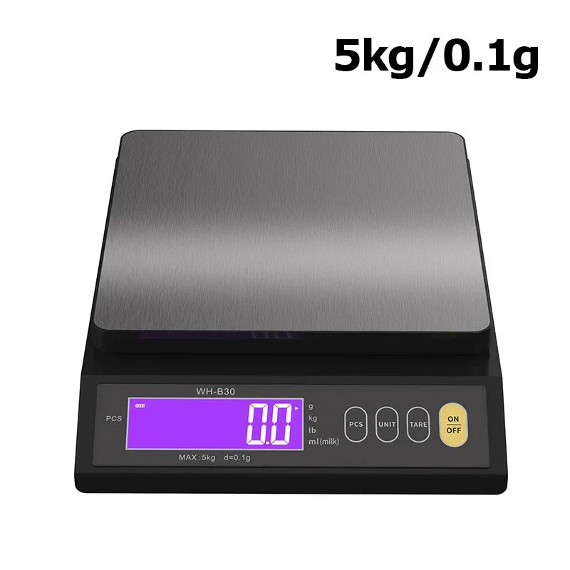 Balance de cuisine électronique numérique 5 kg/0,1 g et 10 kg/1 g, écran LCD, outil en acier inoxydable entièrement étanche pour la pâtisserie
