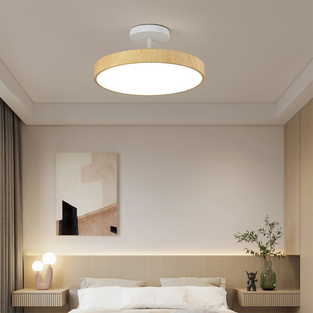 Fjell – Lampe de plafond scandinave avec effet bois et cadre doré