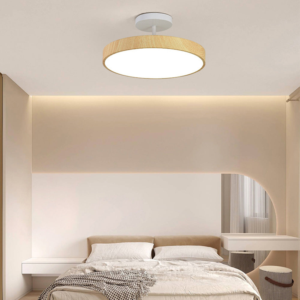 Fjell – Lampe de plafond scandinave avec effet bois et cadre doré