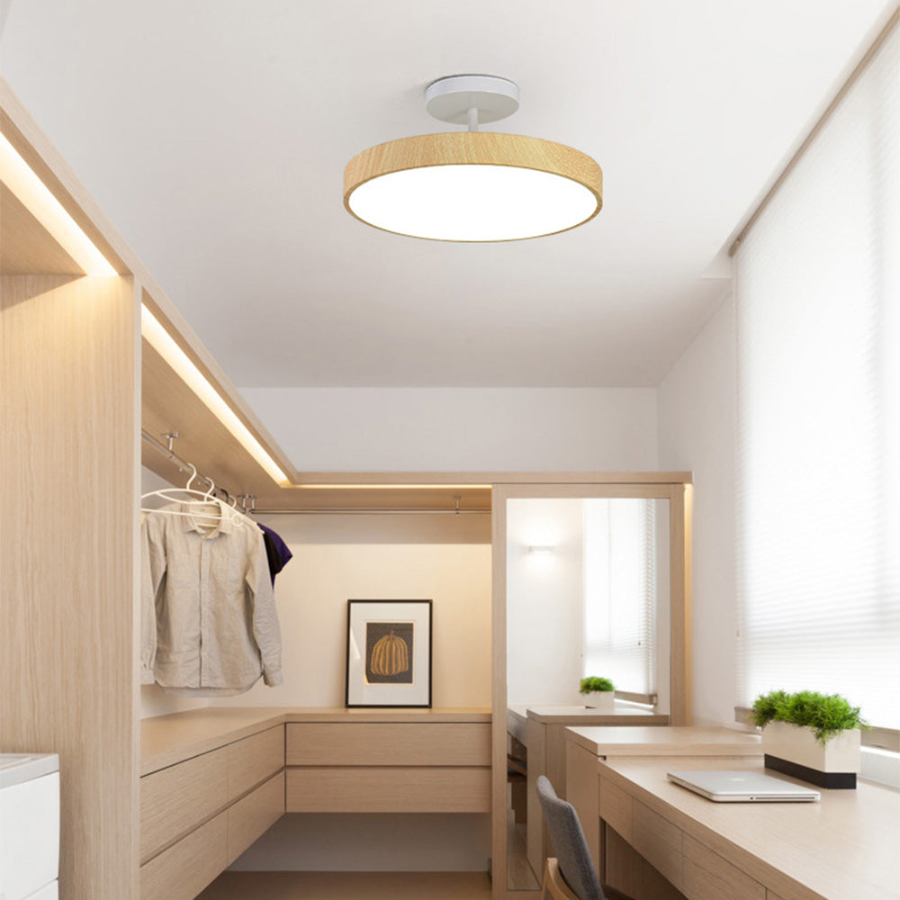 Fjell – Lampe de plafond scandinave avec effet bois et cadre doré