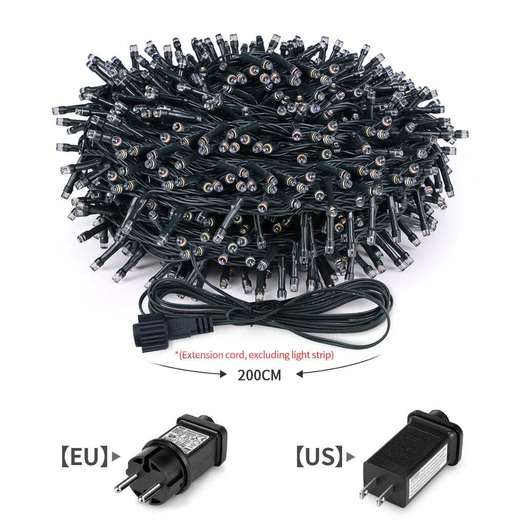 LuminaraX | Guirlande LED extérieure 24V | 8 modes d'éclairage | Étanche IP65 | 10–100 m | Pour jardin, maison & décoration de Noël