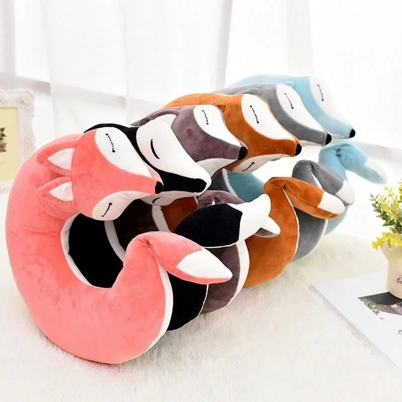 ReiseFuchs Coussin de Voyage | Super Doux & Ergonomique | Design Cartoon Renard | Pour Enfants & Adultes