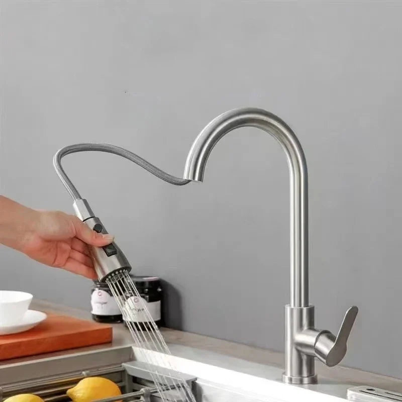 Robinet de cuisine extensible en acier inoxydable