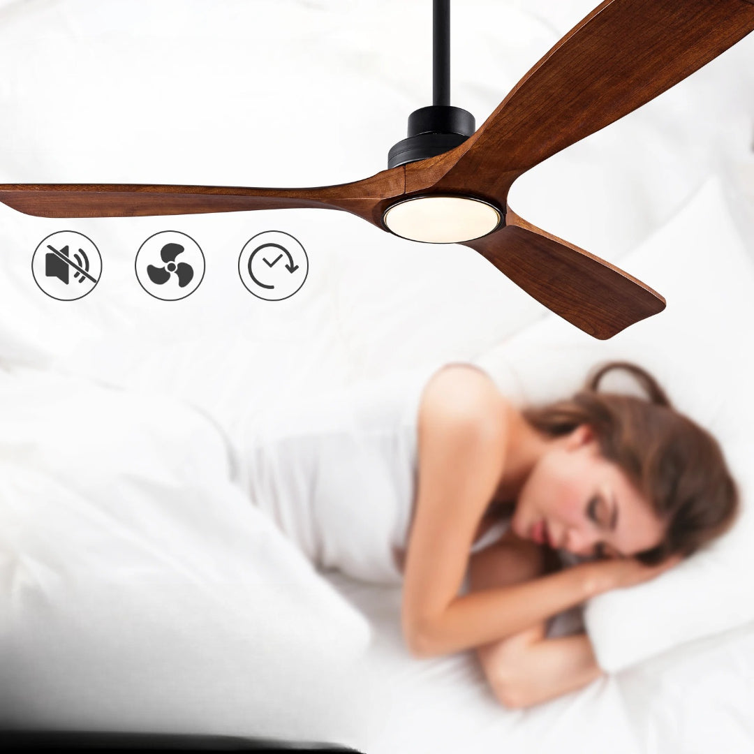 Ventilateur de plafond en bois LED