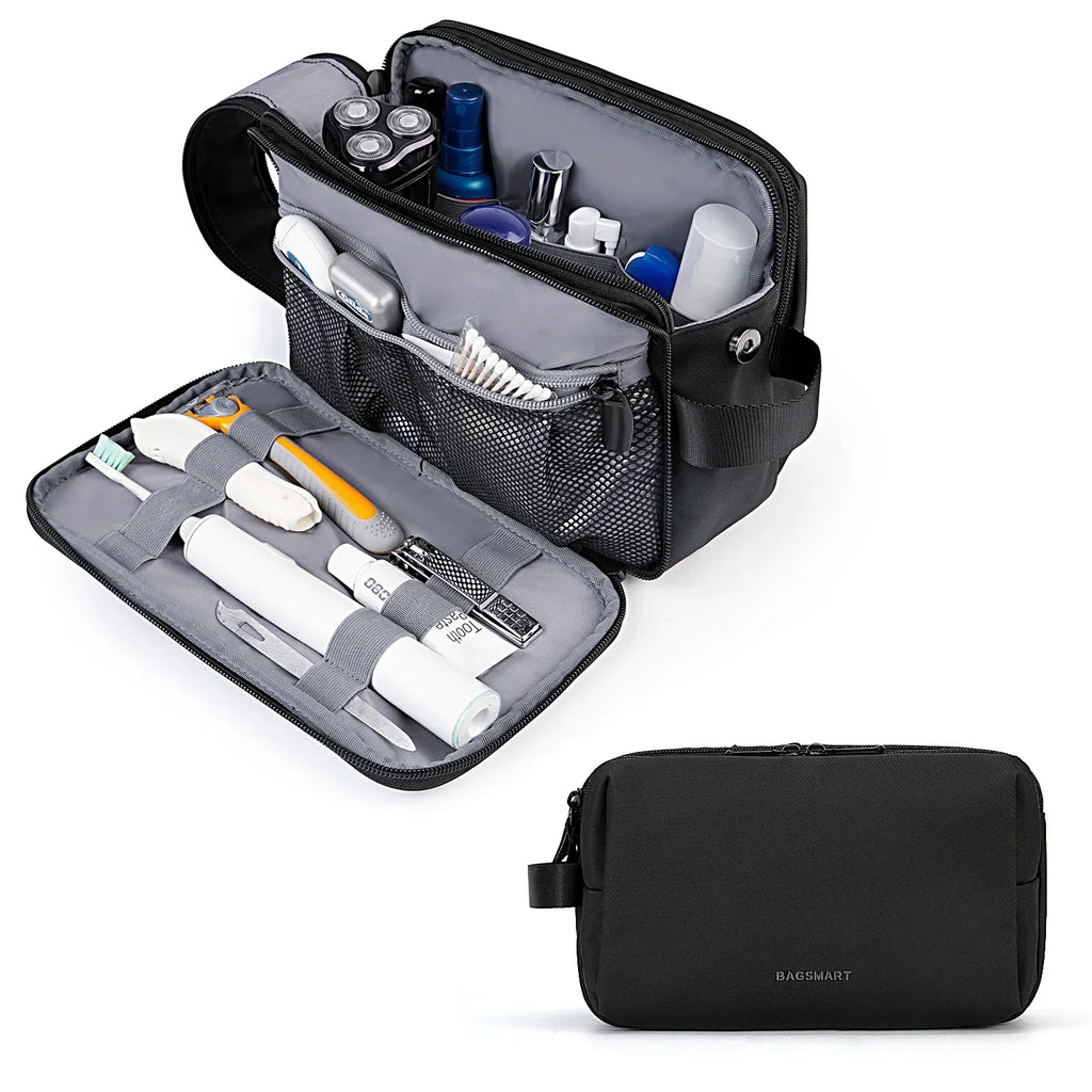 Trousse de toilette imperméable avec plusieurs compartiments et fermetures éclair – Pratique pour les voyages