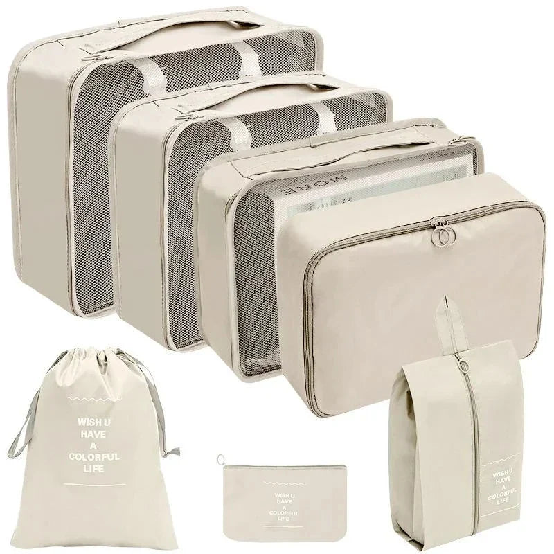 PackWunder Set d'Organisateurs de Voyage 7/8/9/10 pièces | Organisateurs de valise pliables | Pour vêtements, chaussures & accessoires